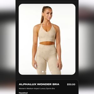 NWOT Alphalete Alphalux Wonder bra in color hazelnut